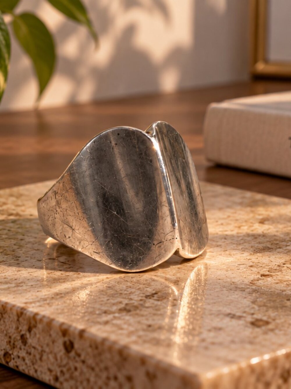 Vintage Sterling Silver Sculptural Modernist Statement Ring Size 7.5
